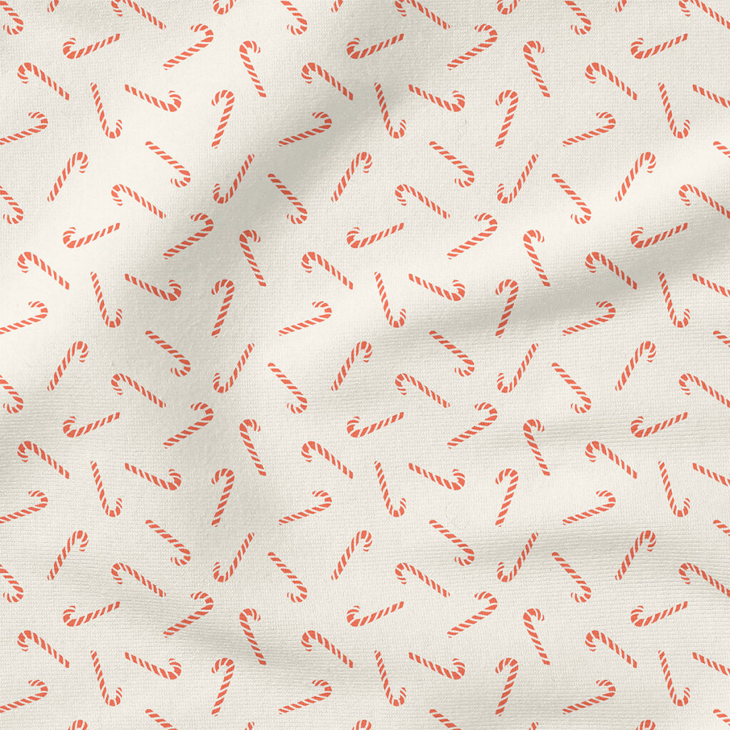 Candy Canes (Cream) | Christmas Fabric Design | Erin Kendal