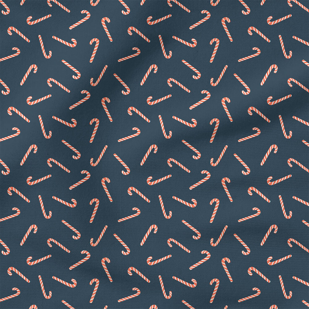 Candy Canes (Navy) | Christmas Fabric Design | Erin Kendal