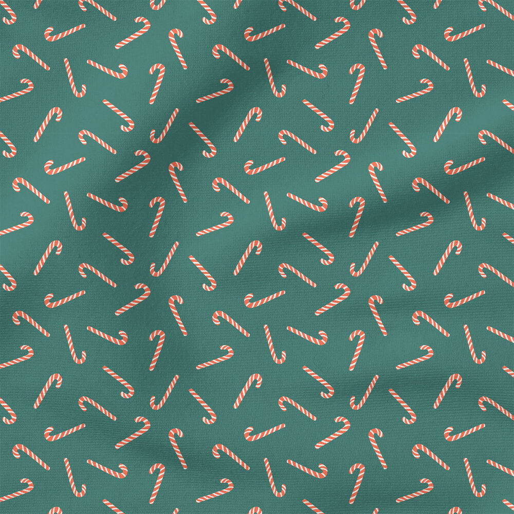 Candy Canes (Pine Green) | Christmas Fabric Design | Erin Kendal