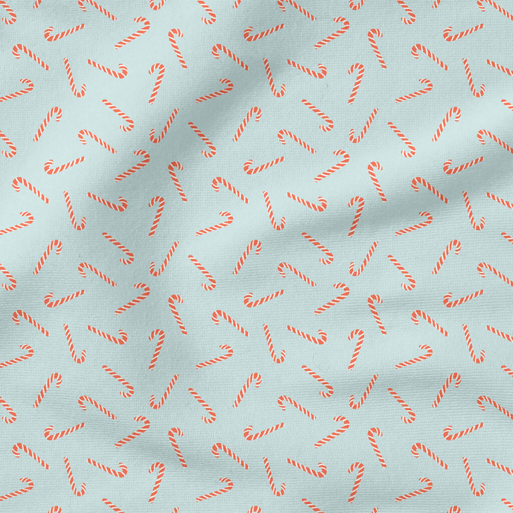 Candy Canes (Winter Blue) | Christmas Fabric Design | Erin Kendal