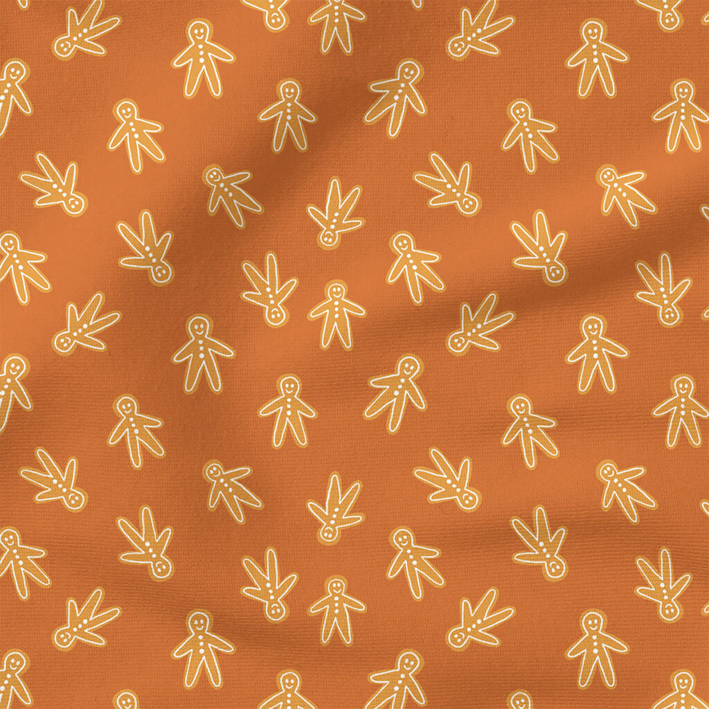 Gingerbread Men (Burnt Caramel) | Christmas Fabric Design | Erin Kendal