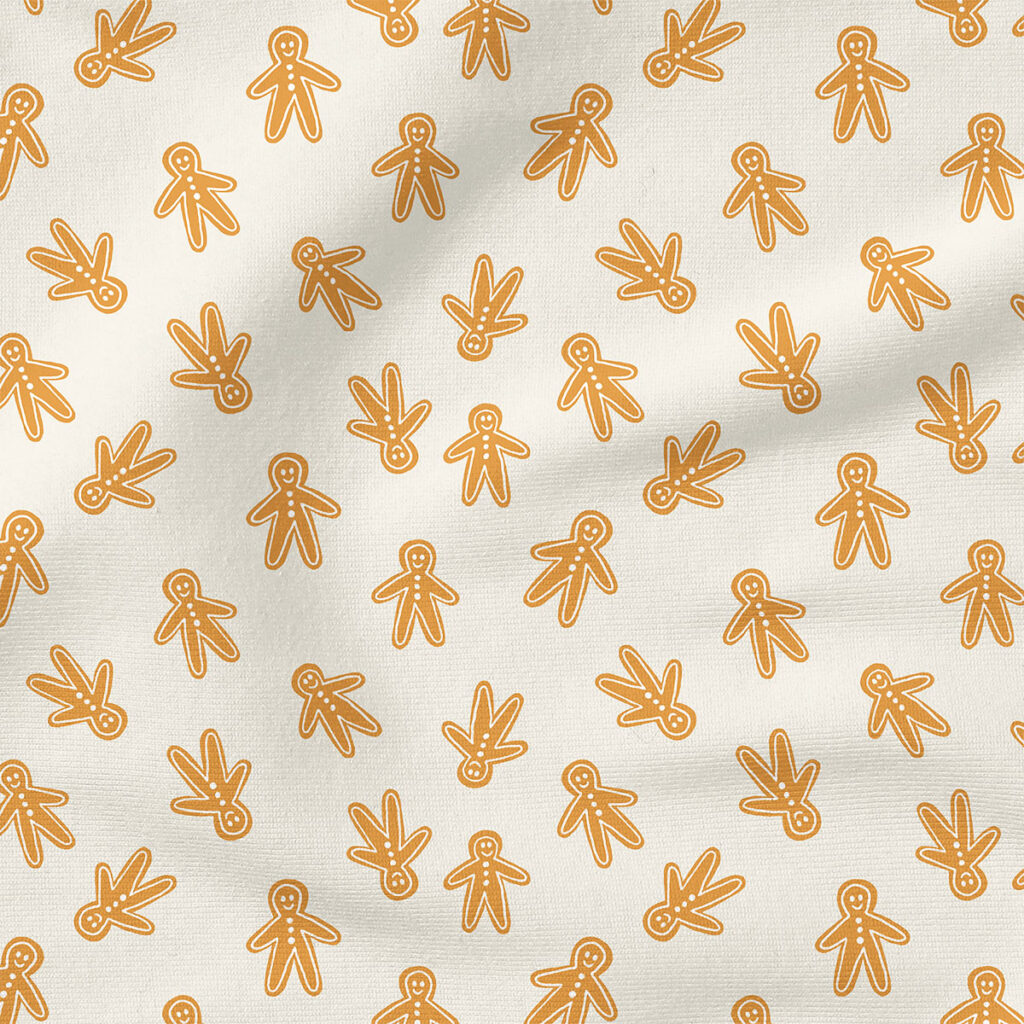 Gingerbread Men (Cream) | Christmas Fabric Design | Erin Kendal