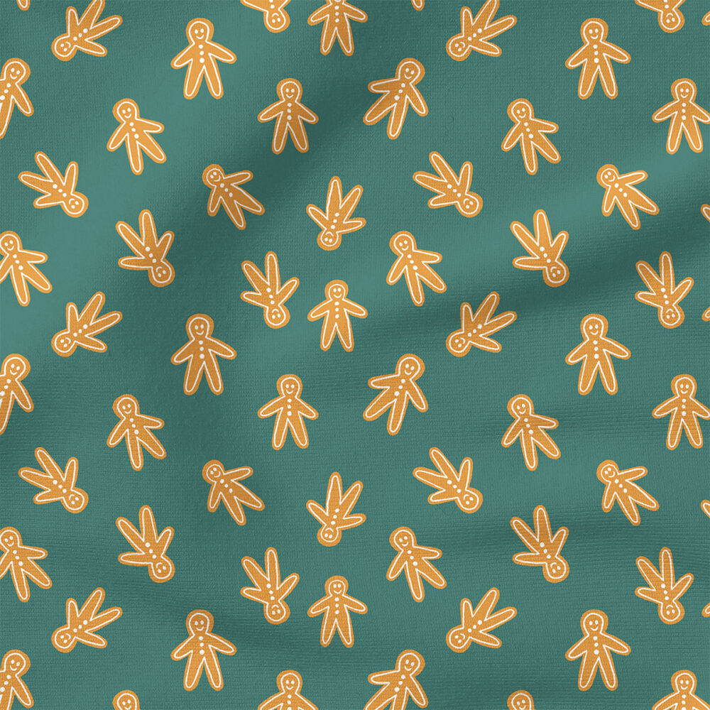 Gingerbread Men (Pine Green) | Christmas Fabric Design | Erin Kendal