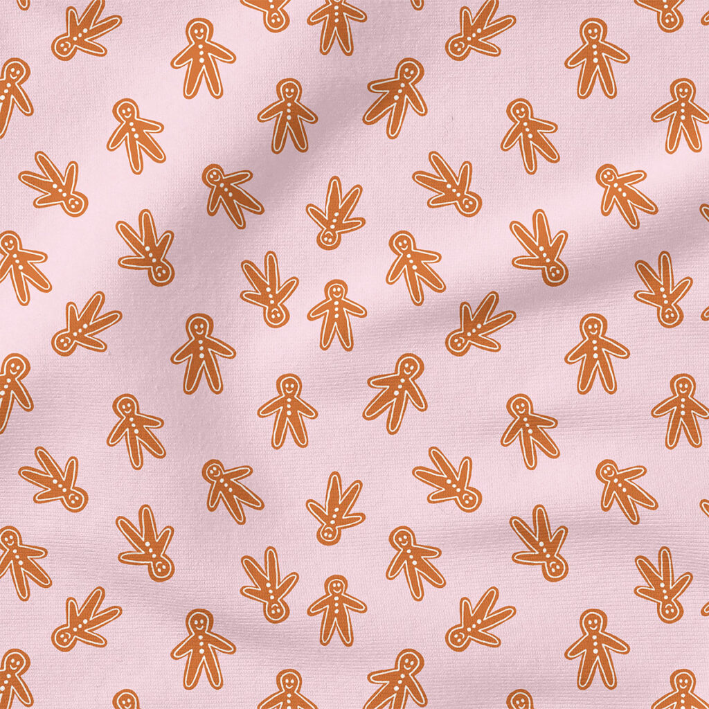 Gingerbread Men (Pink Floss) | Christmas Fabric Design | Erin Kendal