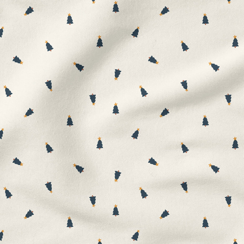 Mini Christmas Trees (Navy on Cream) | Christmas Fabric Design | Erin Kendal