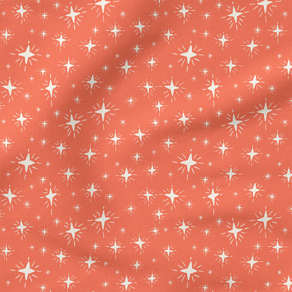 Sparkle Stars (Berry Red) | Stripes and Shapes Fabric Design | Erin Kendal