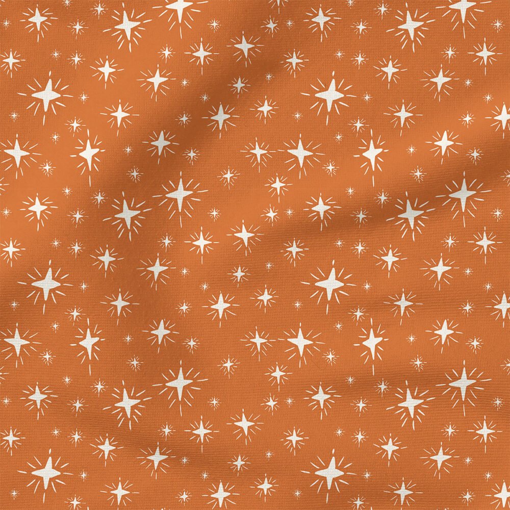 Sparkle Stars (Burnt Caramel) | Stripes and Shapes Fabric Design | Erin Kendal