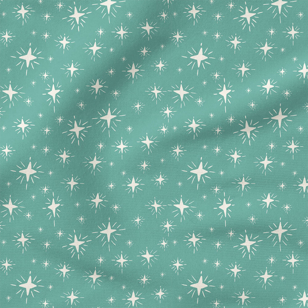 Sparkle Stars (Mint Green) | Stripes and Shapes Fabric Design | Erin Kendal