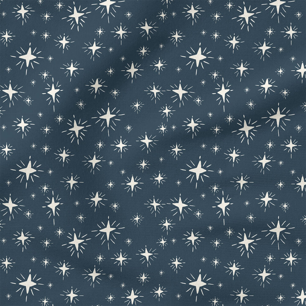 Sparkle Stars (Navy) | Stripes and Shapes Fabric Design | Erin Kendal