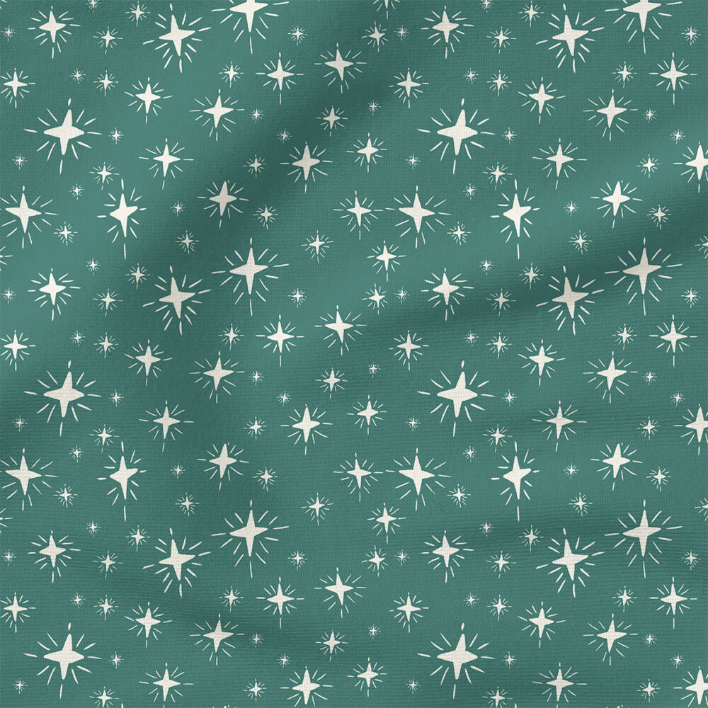 Sparkle Stars (Pine Green) | Stripes and Shapes Fabric Design | Erin Kendal