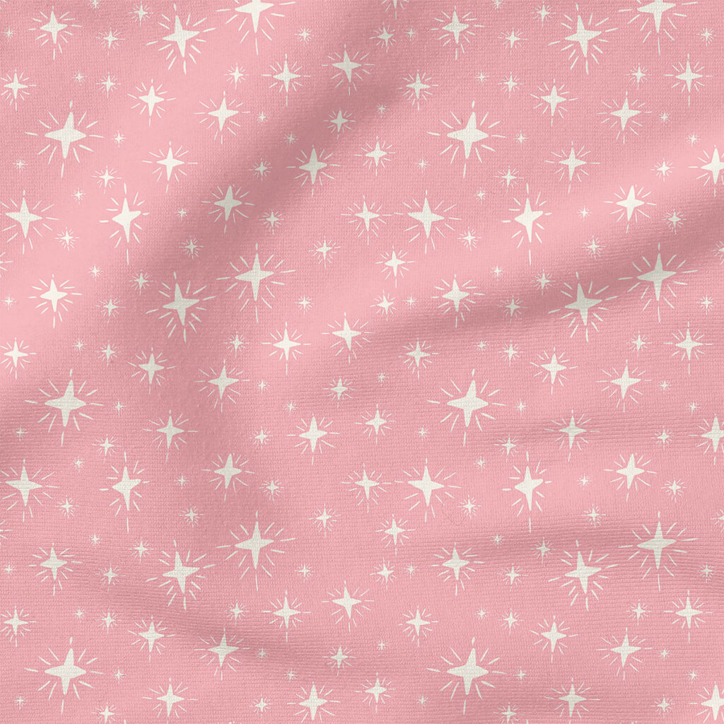 Sparkle Stars (Pink) | Stripes and Shapes Fabric Design | Erin Kendal