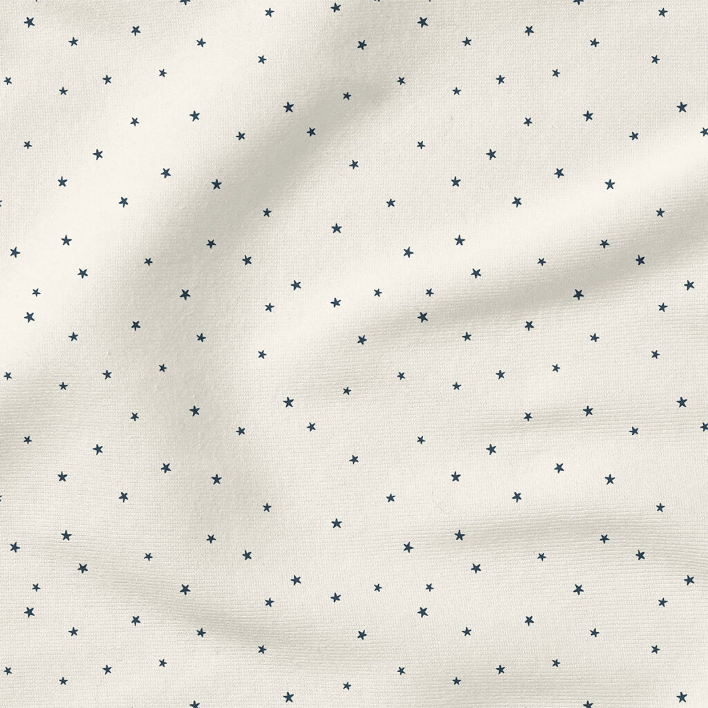 Twinkle Stars (Navy on Cream) | Stripes and Shapes Fabric Design | Erin Kendal