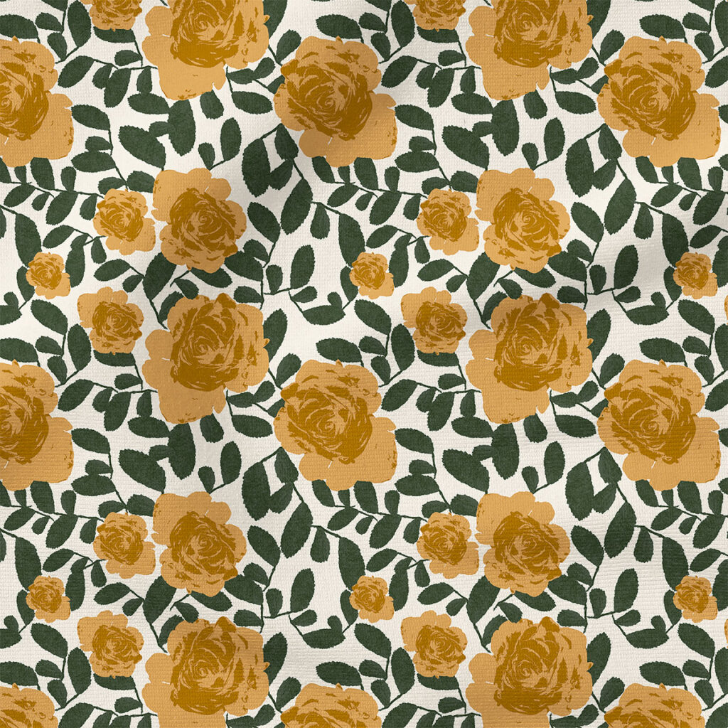 Golden Rose | Botanical Fabric Design | Indy Bloom Design