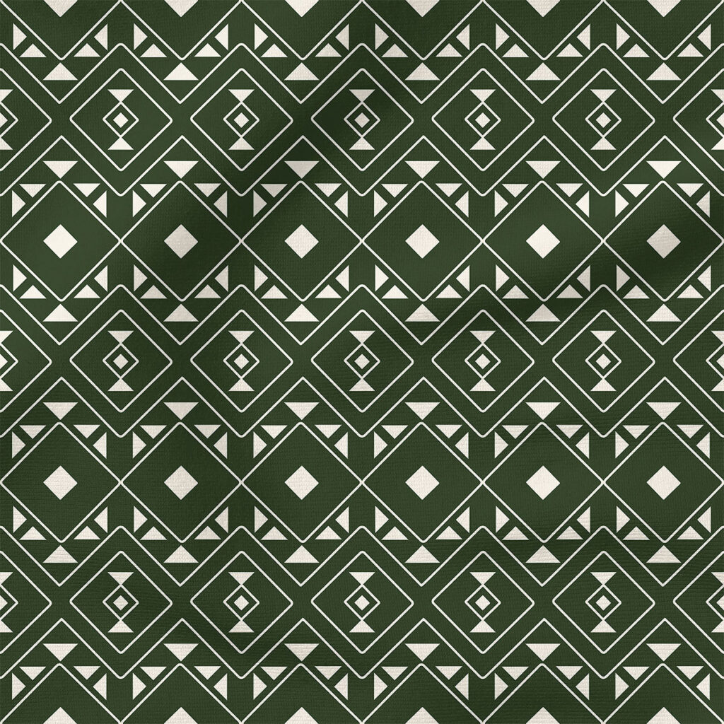 Aztec (Green) | Stripes and Shapes Fabric Design | Indy Bloom Design