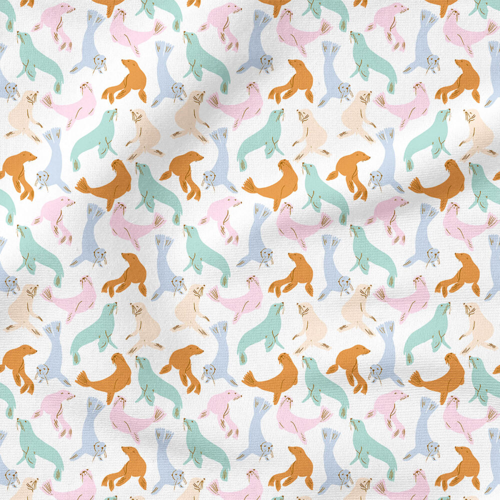 Sea Lions (Pastel Summer) | Seasonal Fabric Design | Indy Bloom Design