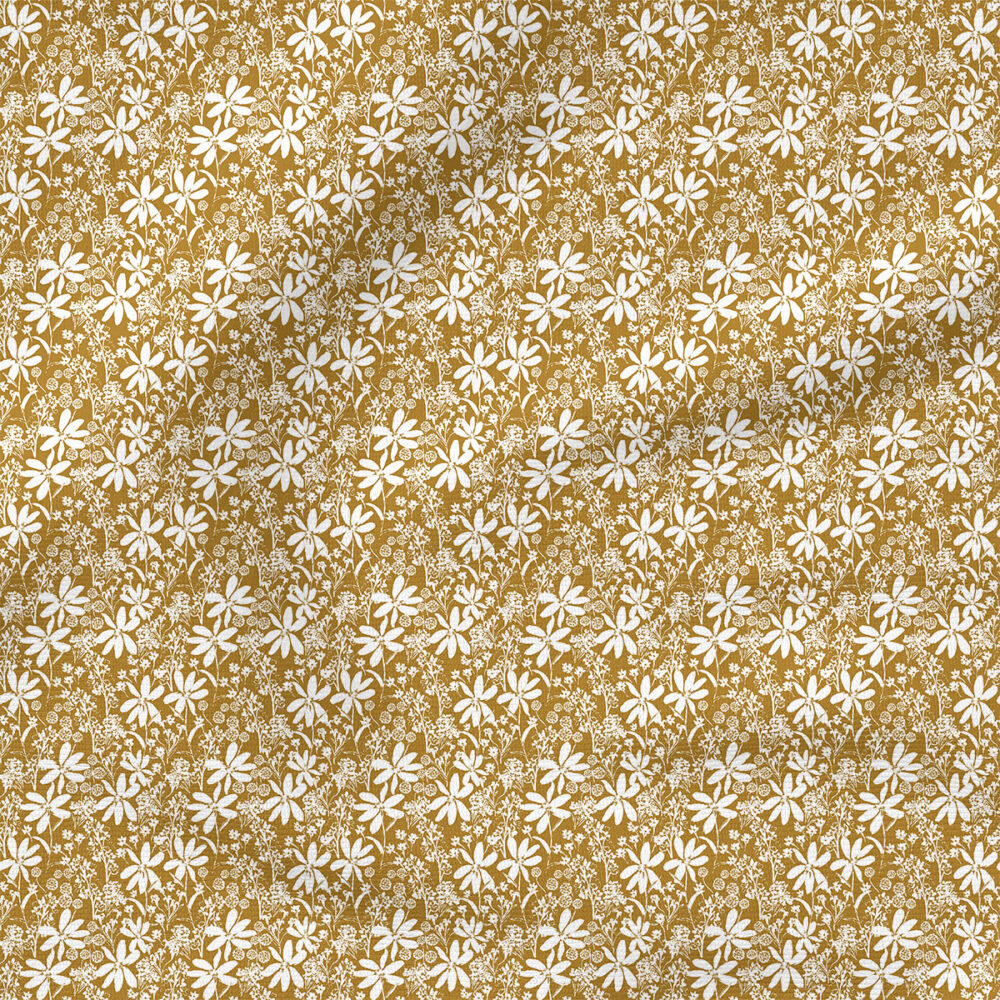 Daisy Lace (Golden) | Botanical Fabric Design | Indy Bloom Design