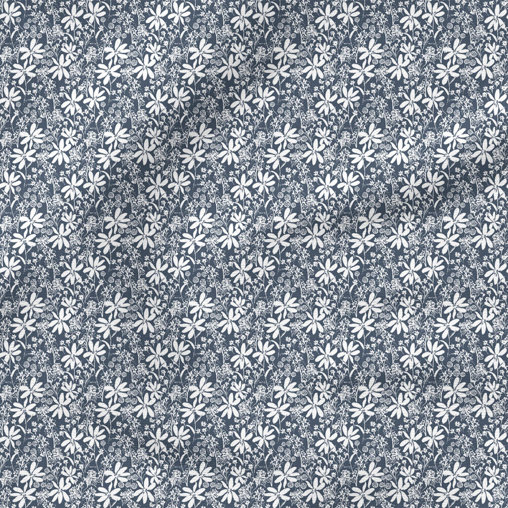 Daisy Lace (Navy) | Botanical Fabric Design | Indy Bloom Design