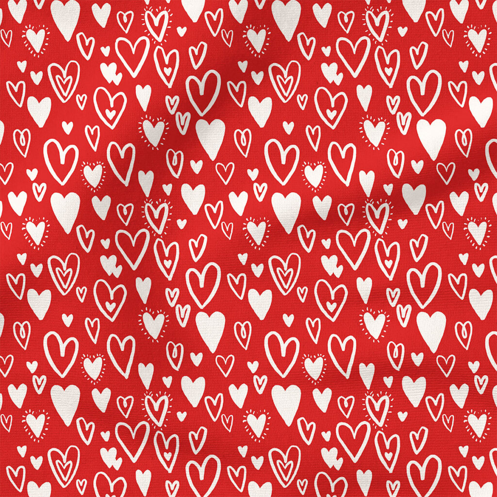 Bursting Hearts (Red) | Valentine's Day Fabric Design | Indy Bloom Design