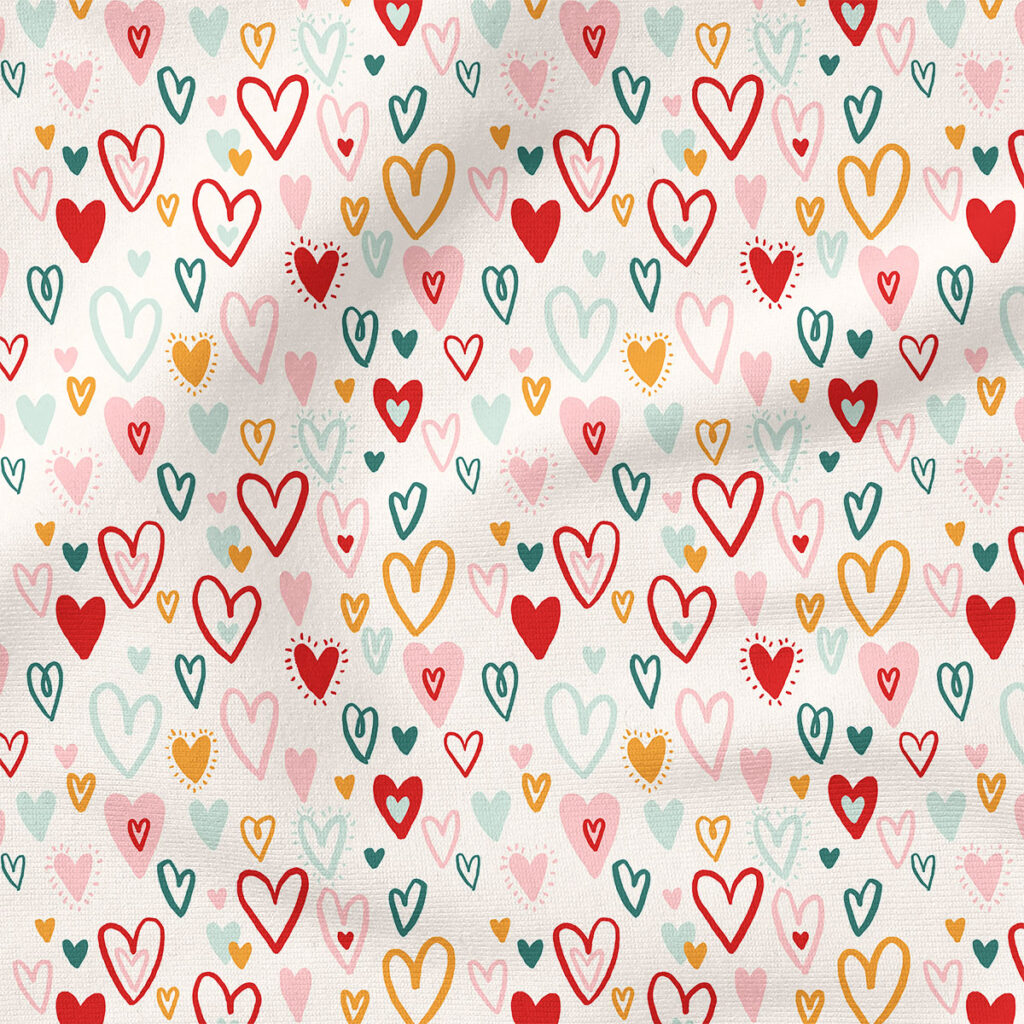 Bursting Hearts (Valentines Red) | Valentine's Day Fabric Design | Indy Bloom Design