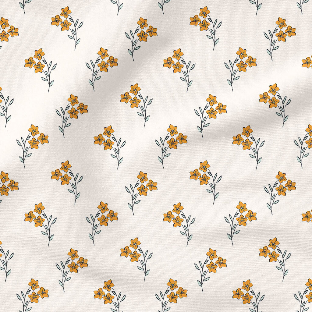 Forget Me Not (Golden) | Botanical Fabric Design | Indy Bloom Design