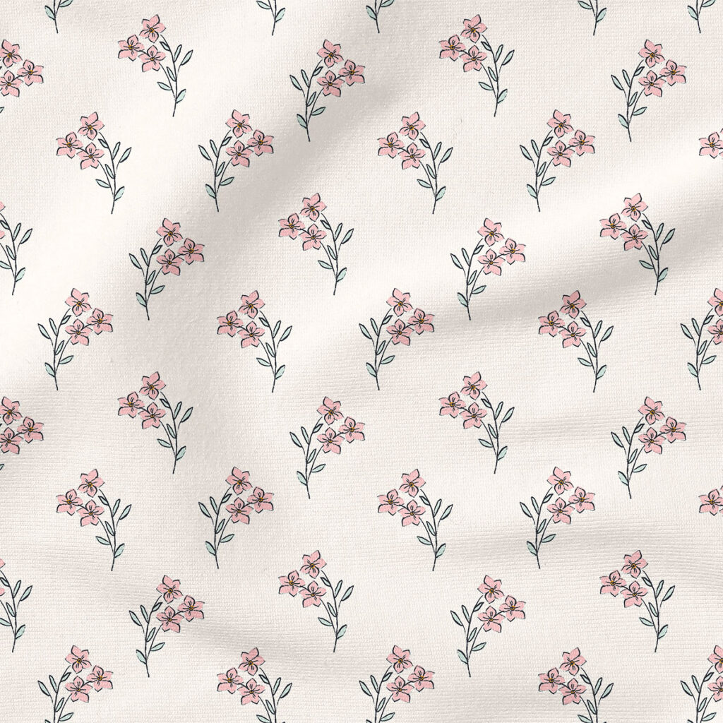 Forget Me Not (Pink) | Botanical Fabric Design | Indy Bloom Design