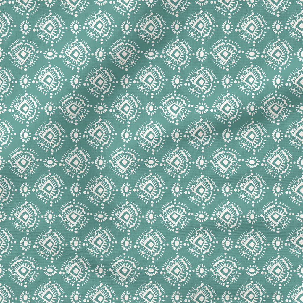 Ikat (Teal) | Stripes and Shapes Fabric Design | Indy Bloom Design