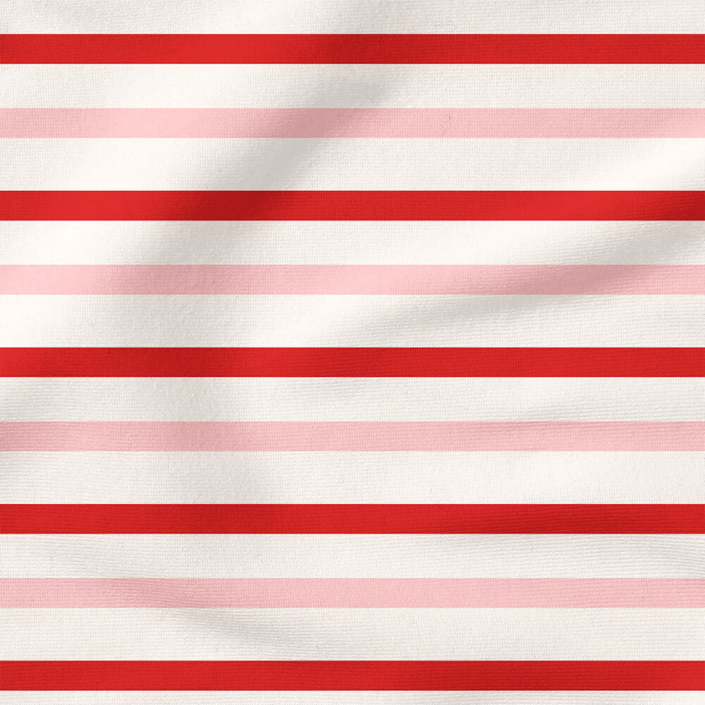 Valentine Stripe (Red on Cream) | Stripes and Shapes Fabric Design | Indy Bloom Design