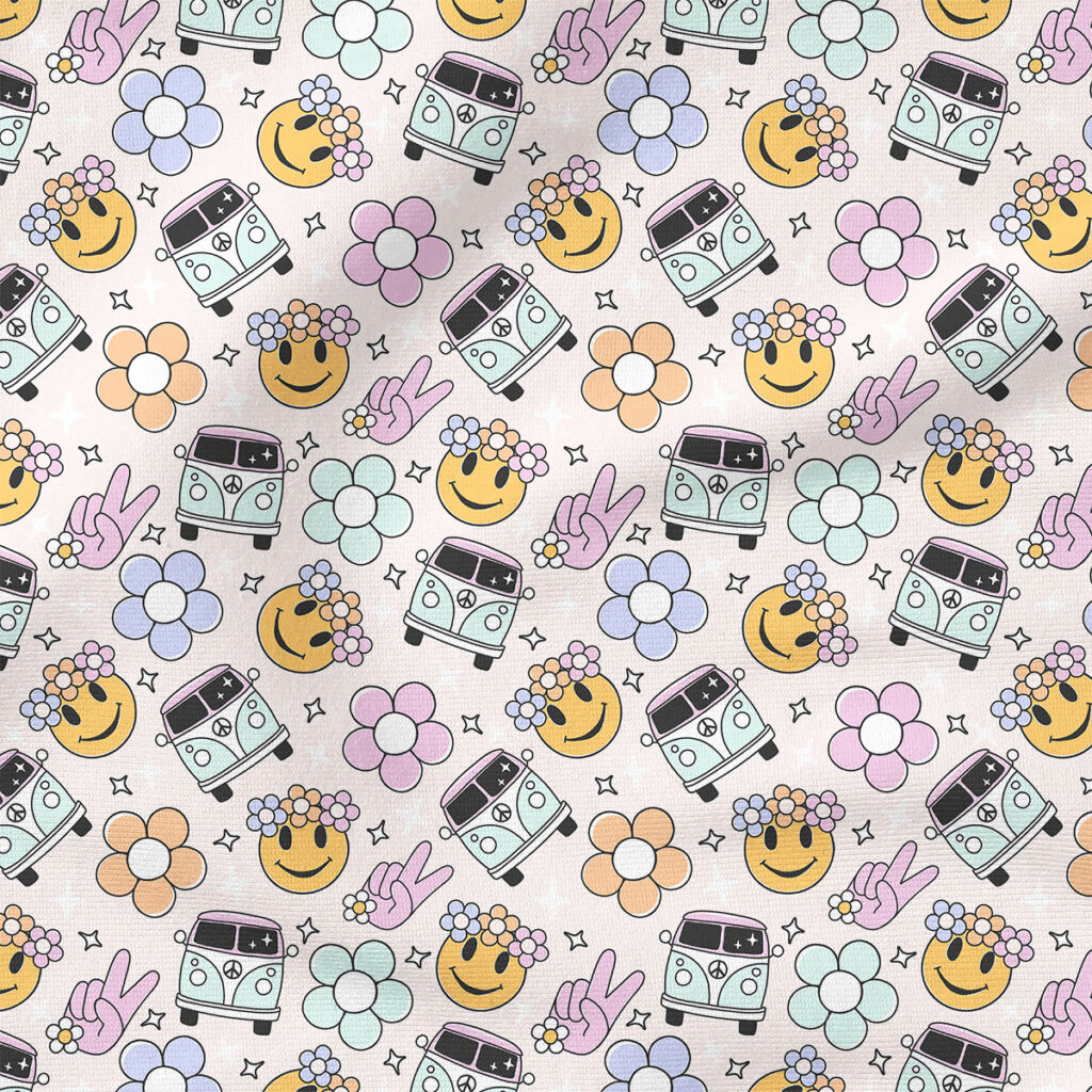 Groovy Vans (Pink) | Children Fabric Design | Julie Storie Designs