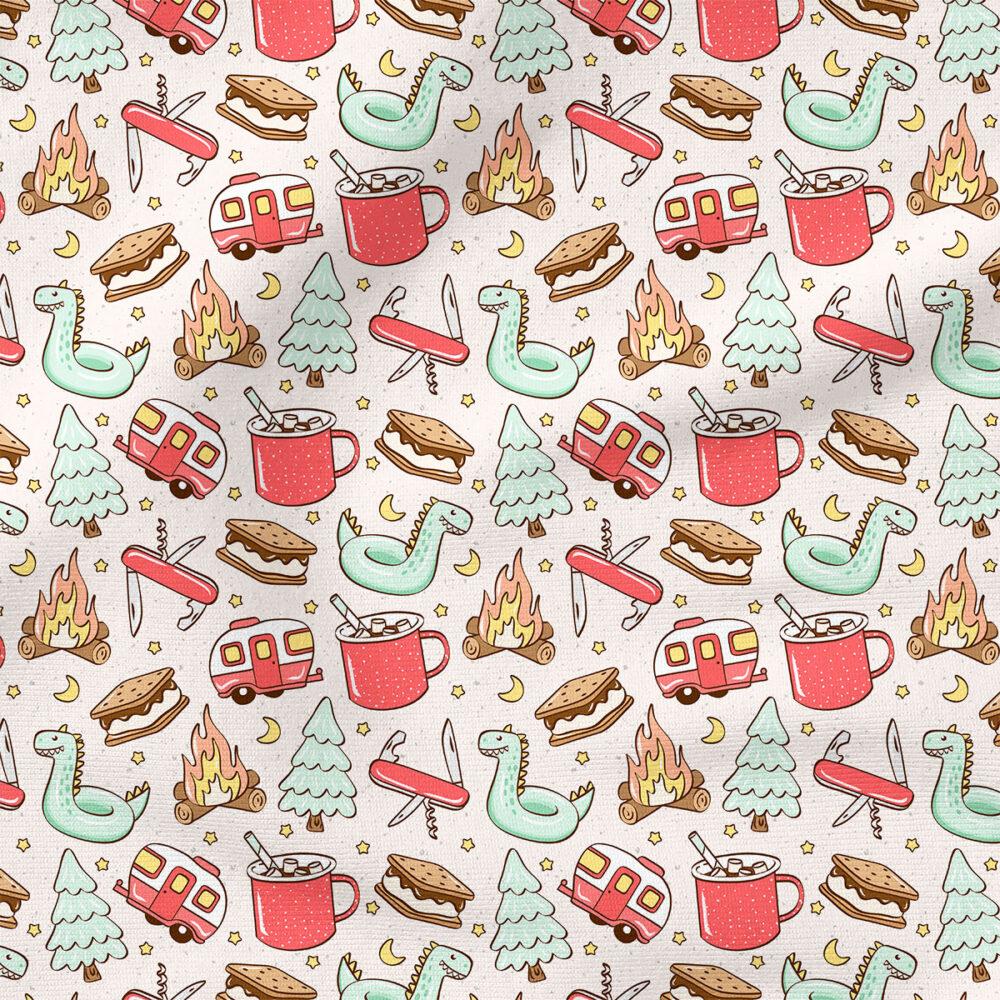 Camping (Red) | Children Fabric Design | Julie Storie Designs