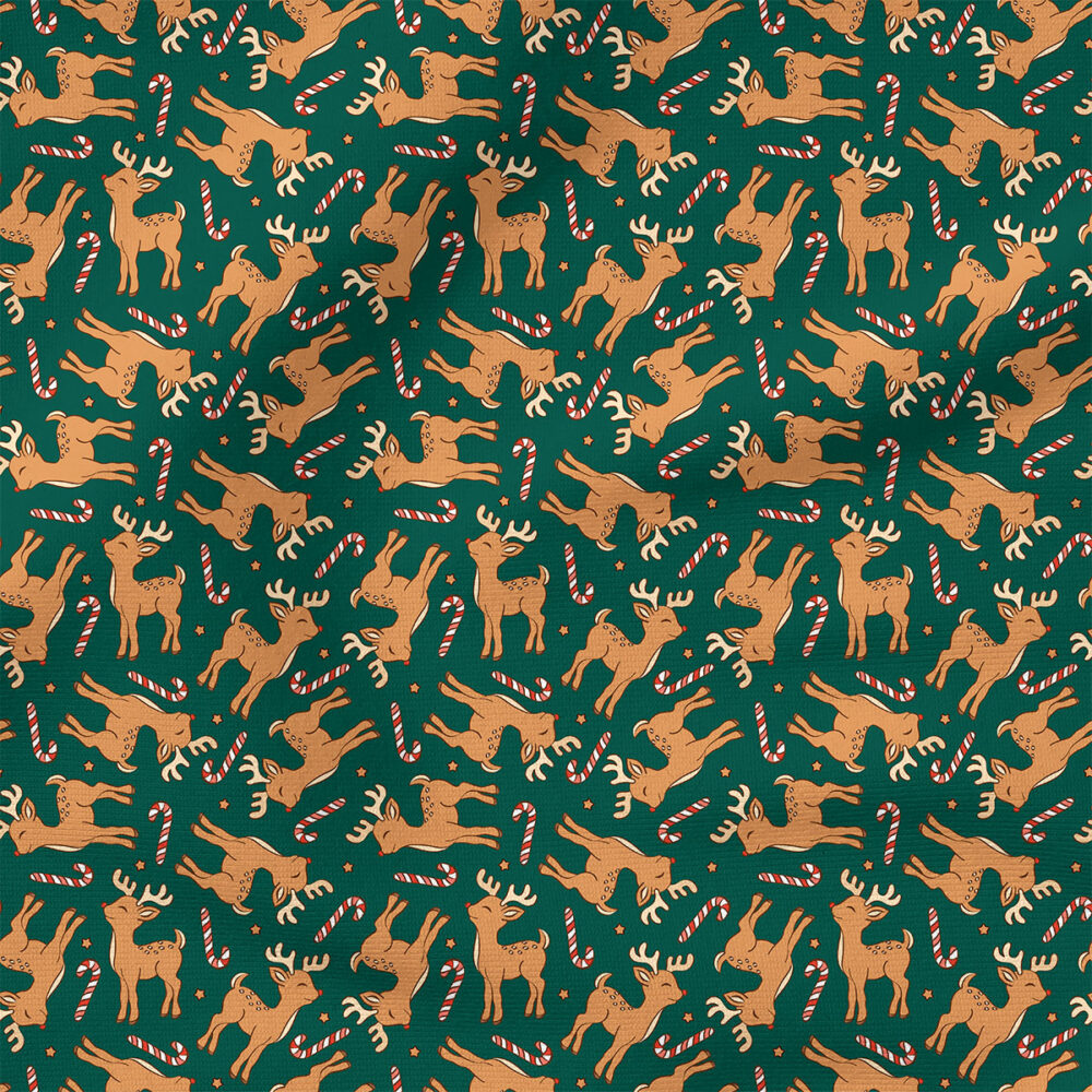 Reindeer (Green) | Holiday Fabric Design | Julie Storie Designs