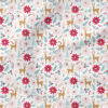 Reindeer Floral (Pink and Red) | Holiday Fabric Design | Julie Storie Designs