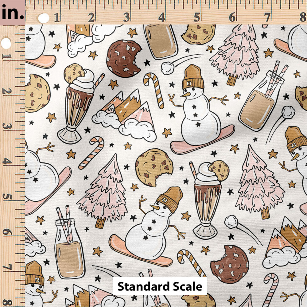 Ruler Scale for Snowboarding Snowmen (Pink on Cream) by Julie Storie Designs