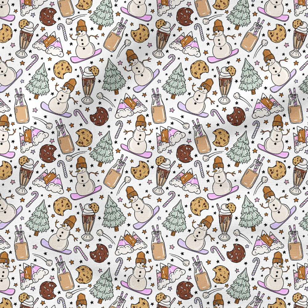 Snowboarding Snowmen (Purple) | Holiday Fabric Design | Julie Storie Designs