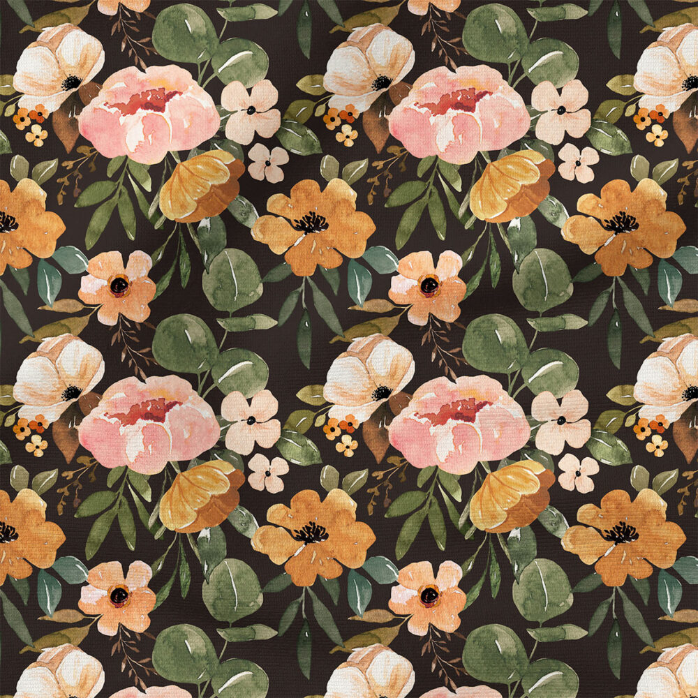 Charlotte Boho Floral (Dark) | Botanical Fabric Design | Cate and Rainn