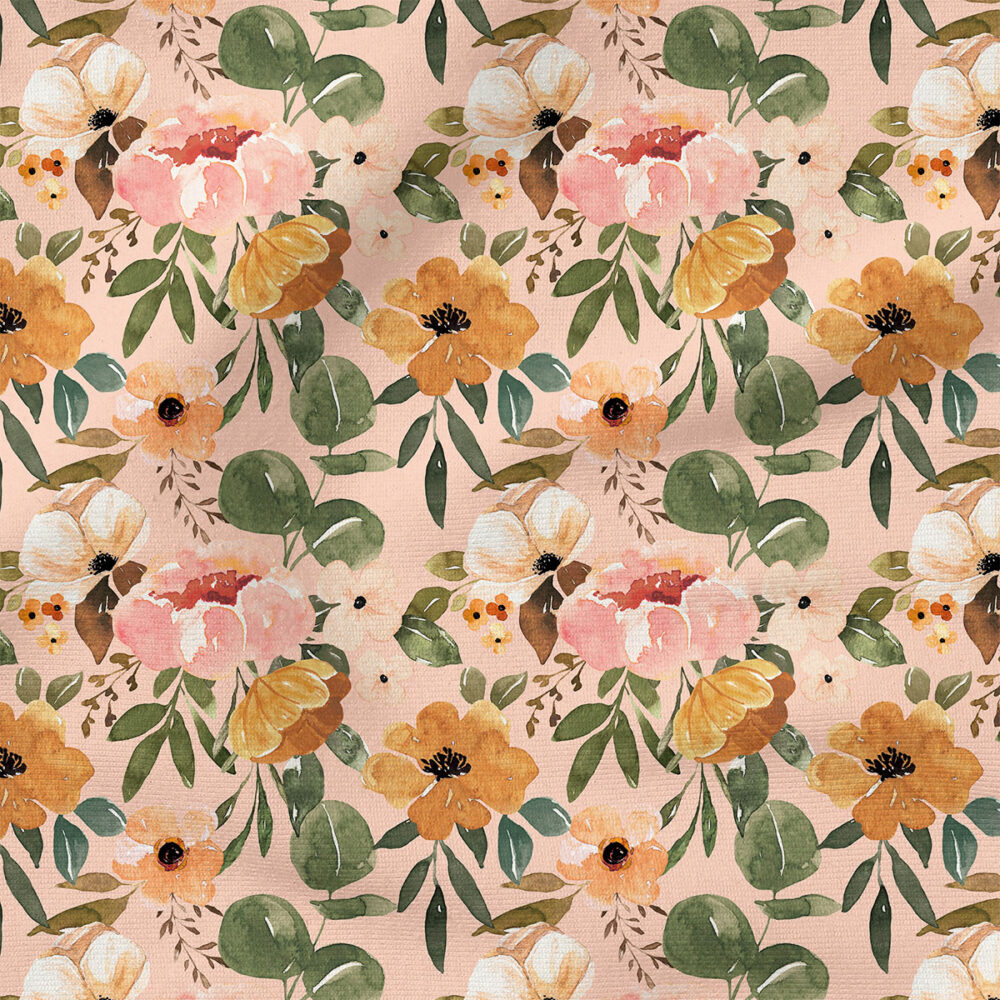 Charlotte Boho Floral (Pink) | Botanical Fabric Design | Cate and Rainn