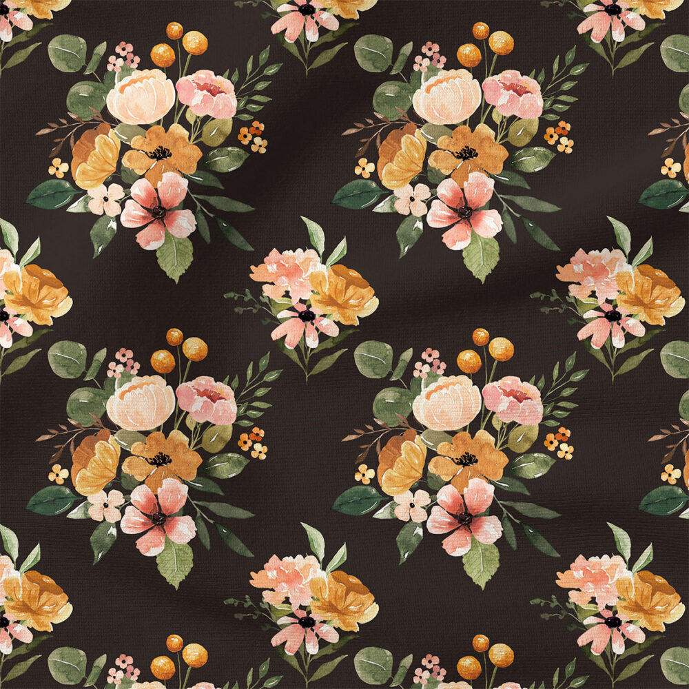 Charlotte Floral Blossom (Dark) | Botanical Fabric Design | Cate and Rainn