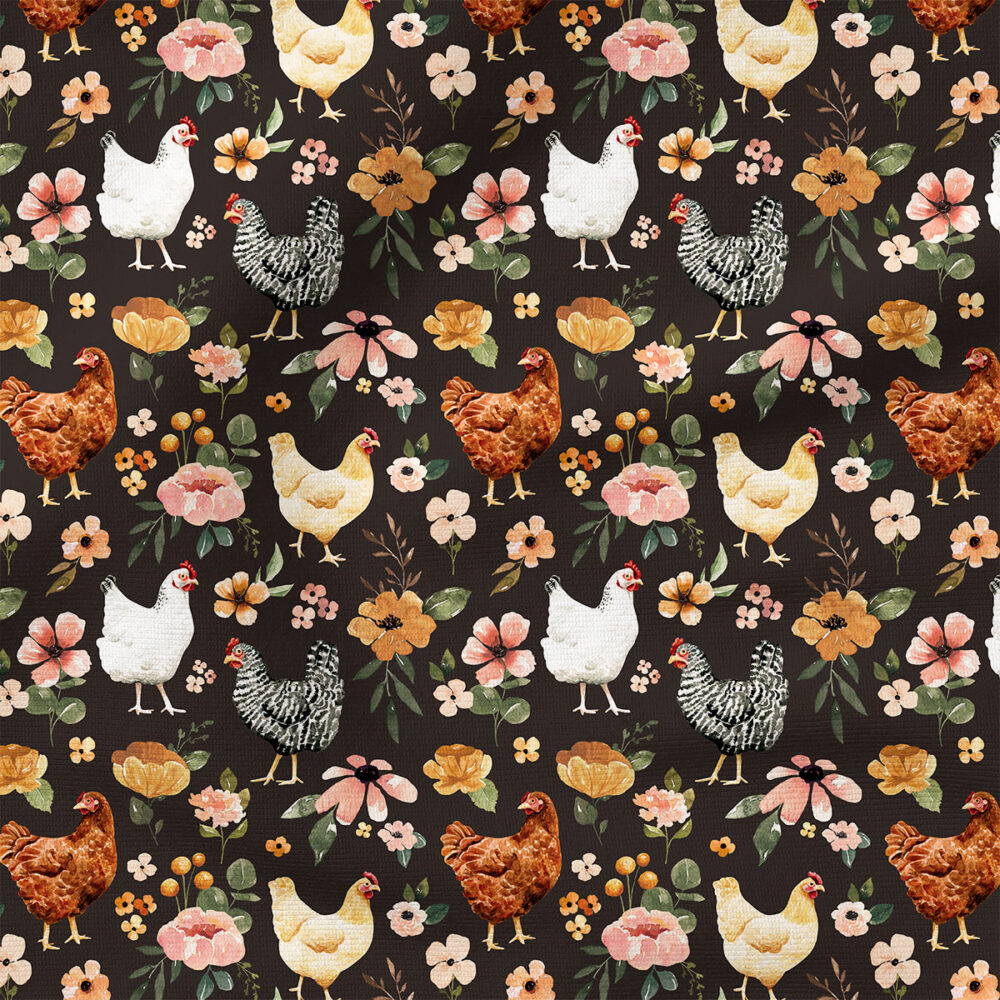 Charlotte Floral Chickens (Dark) | Animals