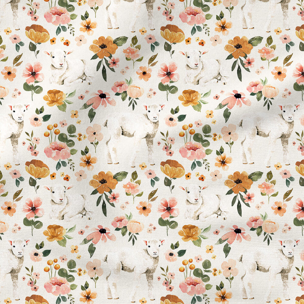 Charlotte Floral Lambs (Cream) | Animals