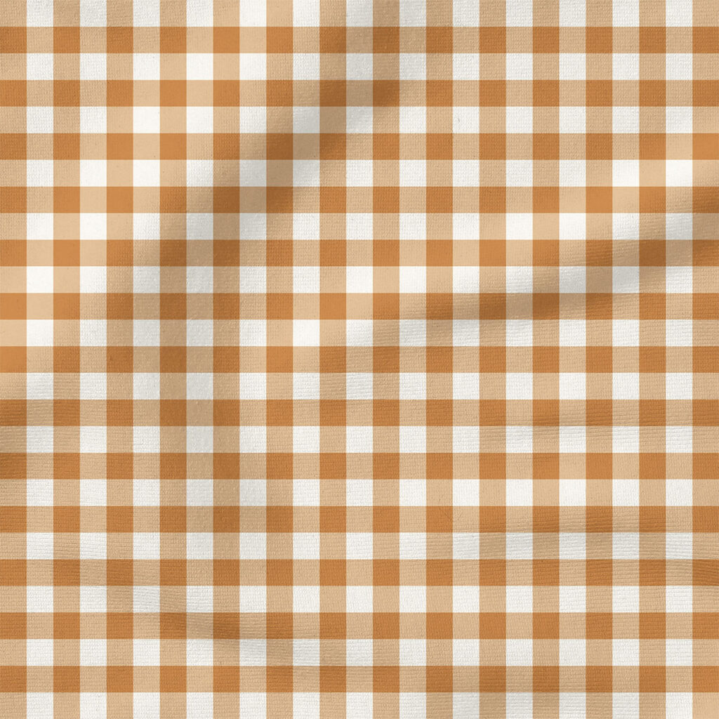 Charlotte Textured Gingham (Orange) | Stripes and Shapes Fabric Design | Cate and Rainn