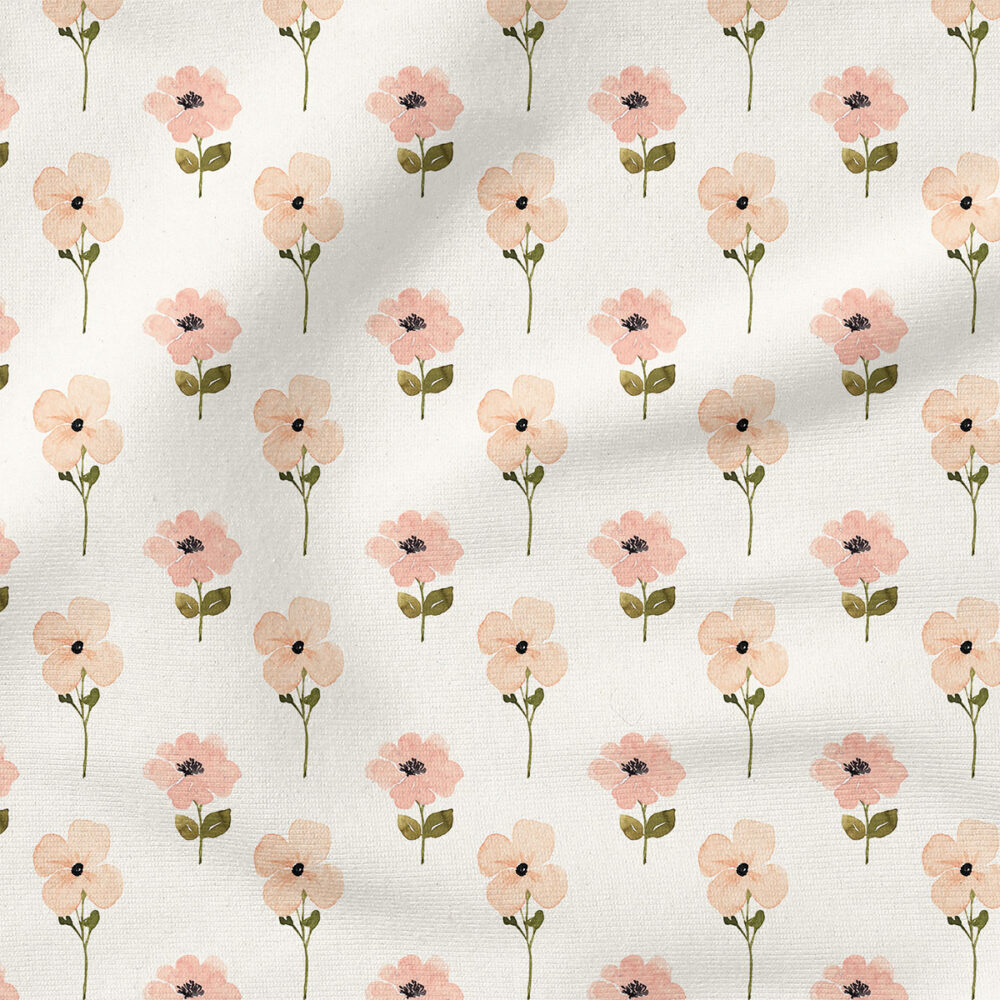 Charlotte Simple Flowers (Pink) | Botanical Fabric Design | Cate and Rainn