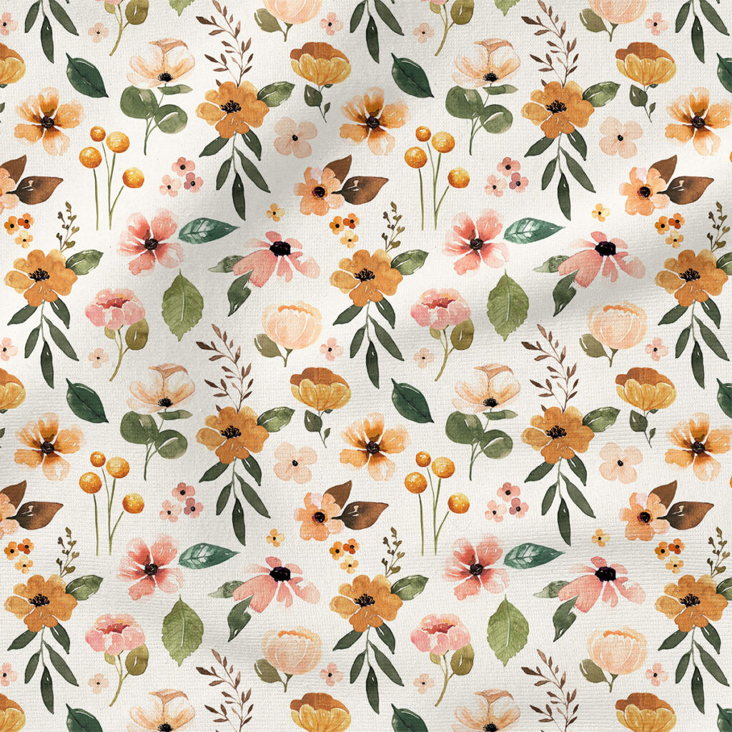 Charlotte Spaced Flowers (Cream) | Botanical Fabric Design | Cate and Rainn