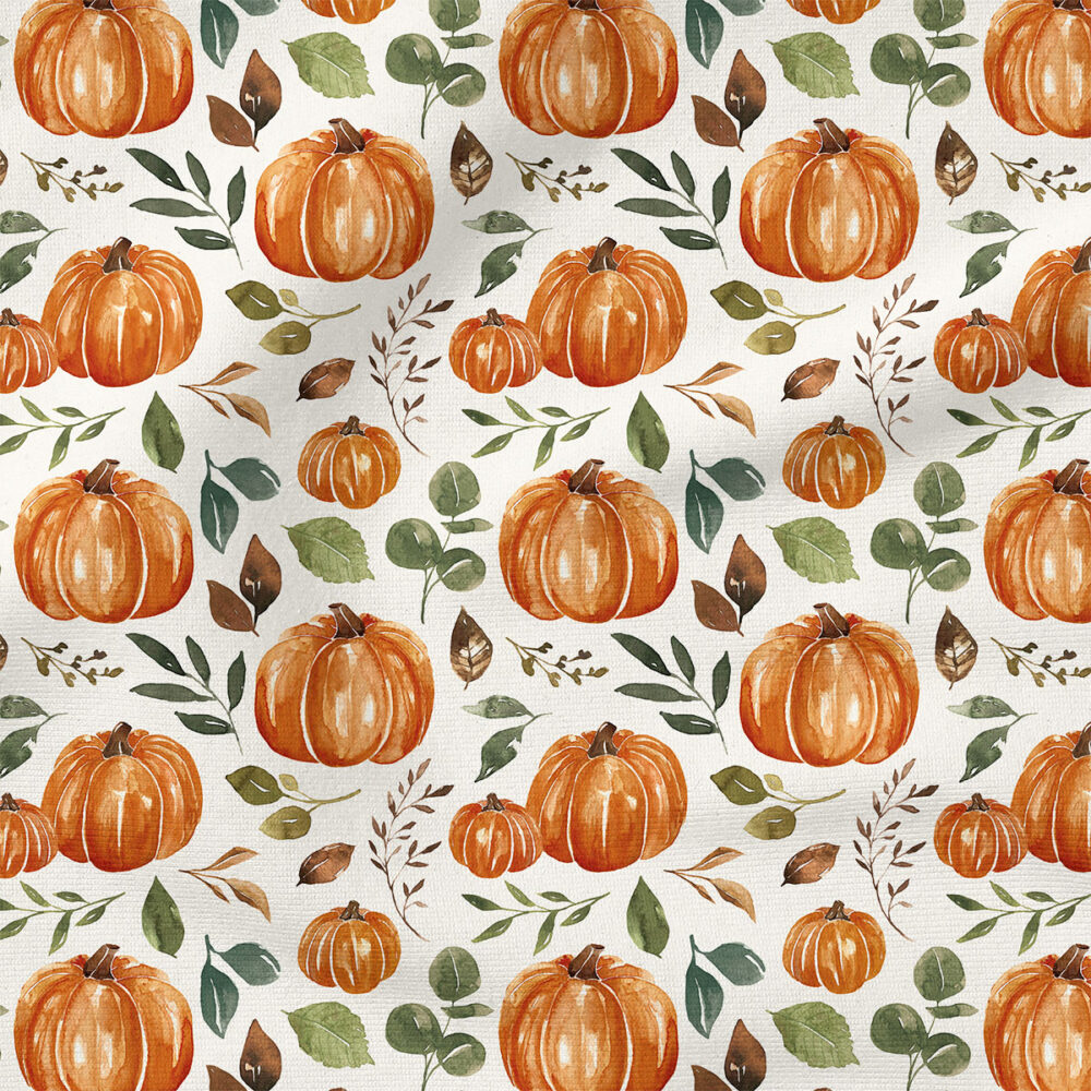 Pumpkin Leaves Textured (Cream) | Food Fabric Design | Cate and Rainn