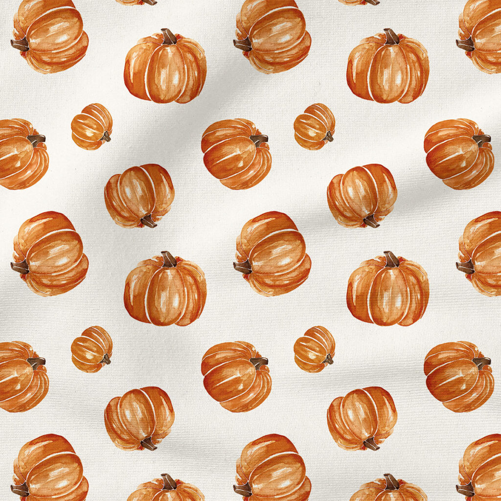 Pumpkins Textured (Cream) | Botanical Fabric Design | Cate and Rainn