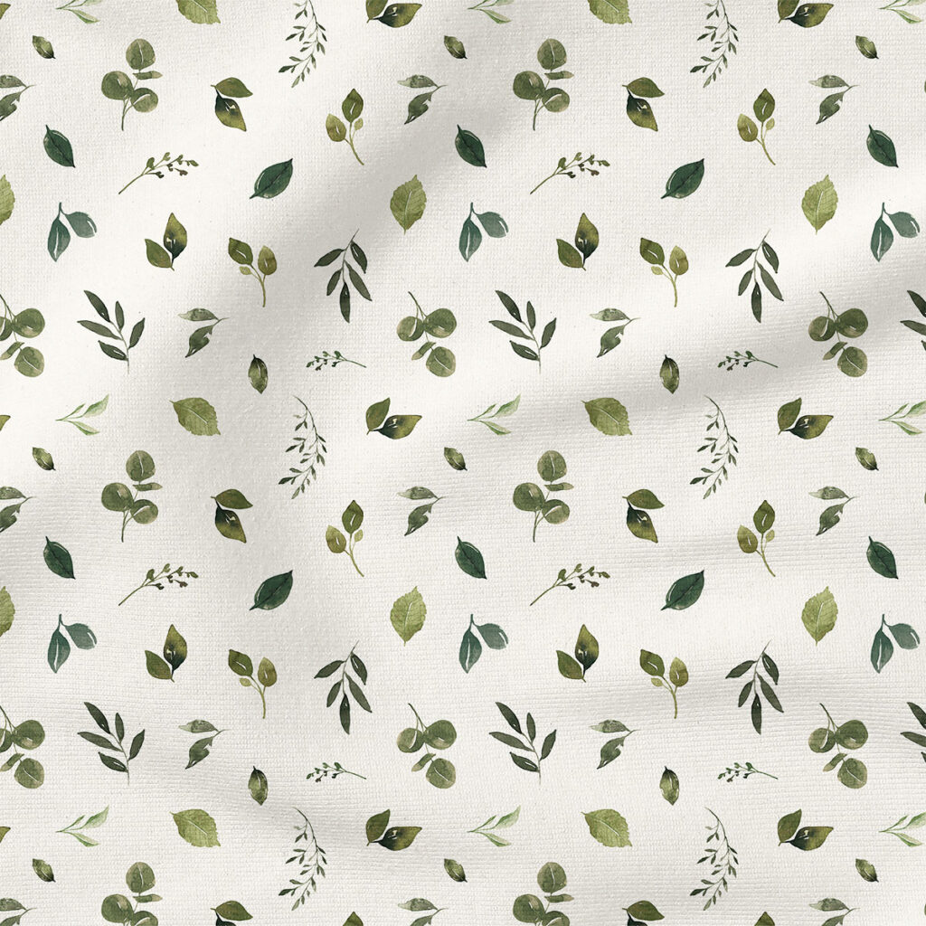 Watercolor Leaves (Spaced) | Botanical Fabric Design | Cate and Rainn