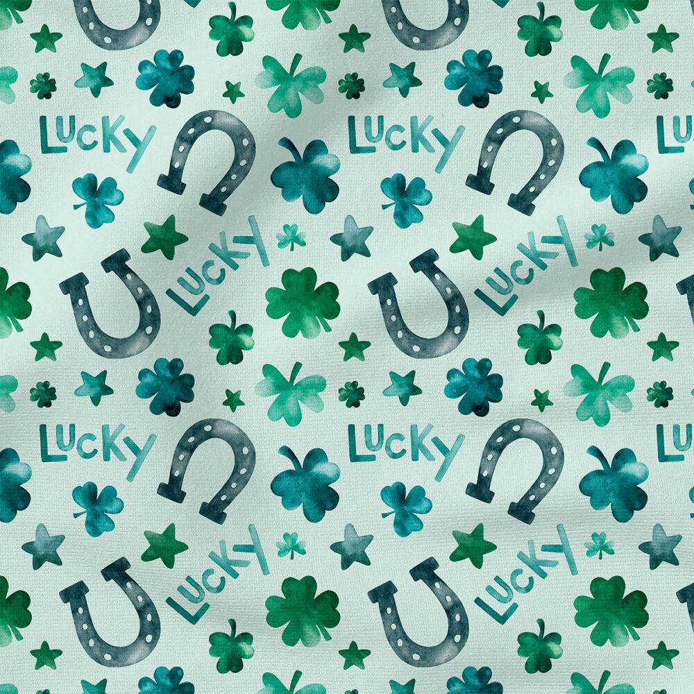 Lucky (Mint Blue) | Holiday Fabric Design | Cate and Rainn