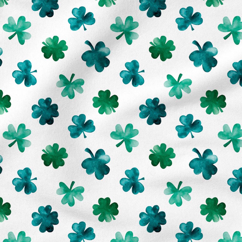 Shamrocks (White) | Holiday Fabric Design | Cate and Rainn