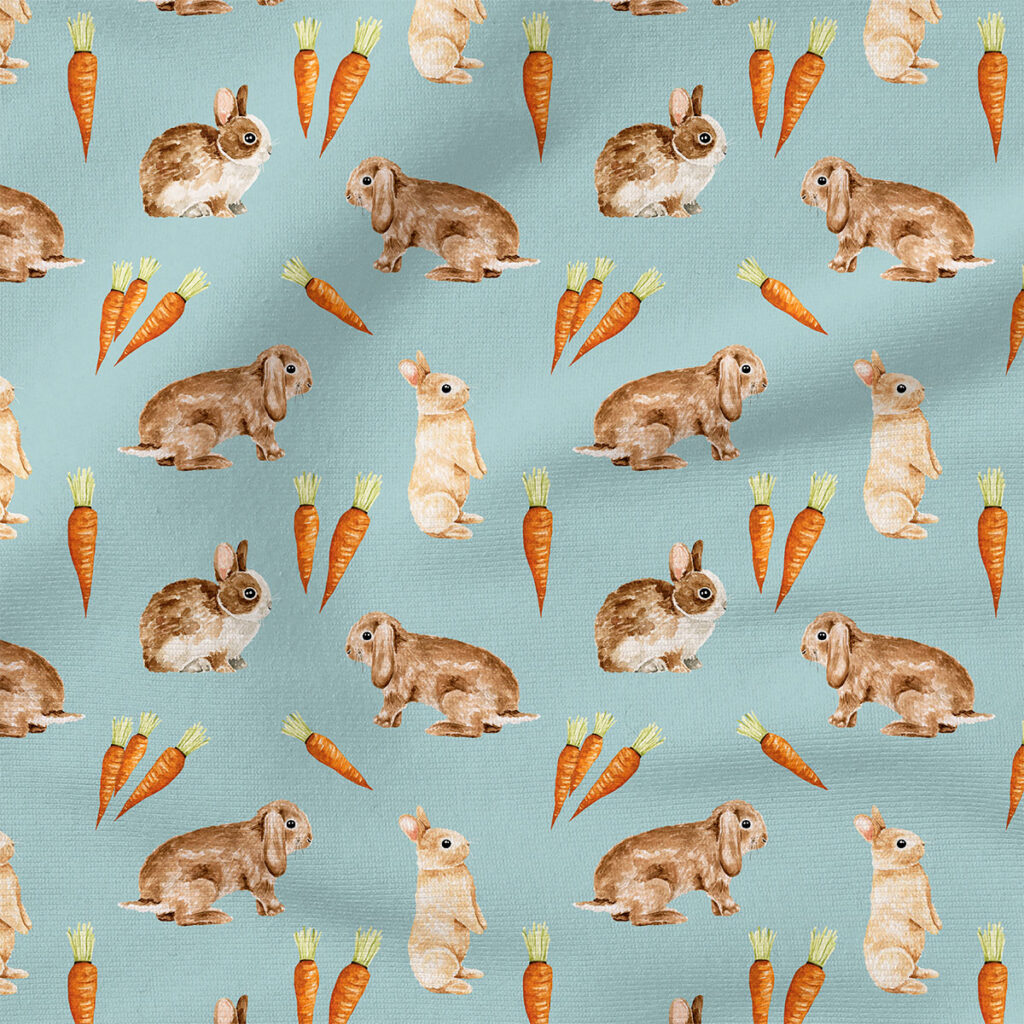 Bunnies and Carrots (Blue) | Holiday