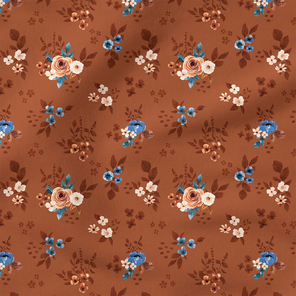 Floral (rust) | Botanical Fabric Design | Cate and Rainn