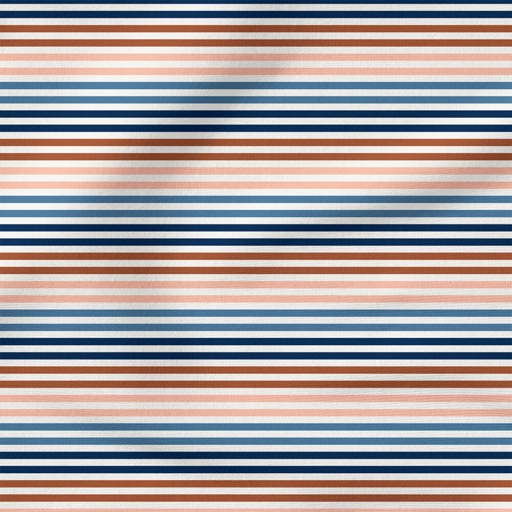 Rust and Royal Stripe | Stripes and Shapes Fabric Design | Cate and Rainn