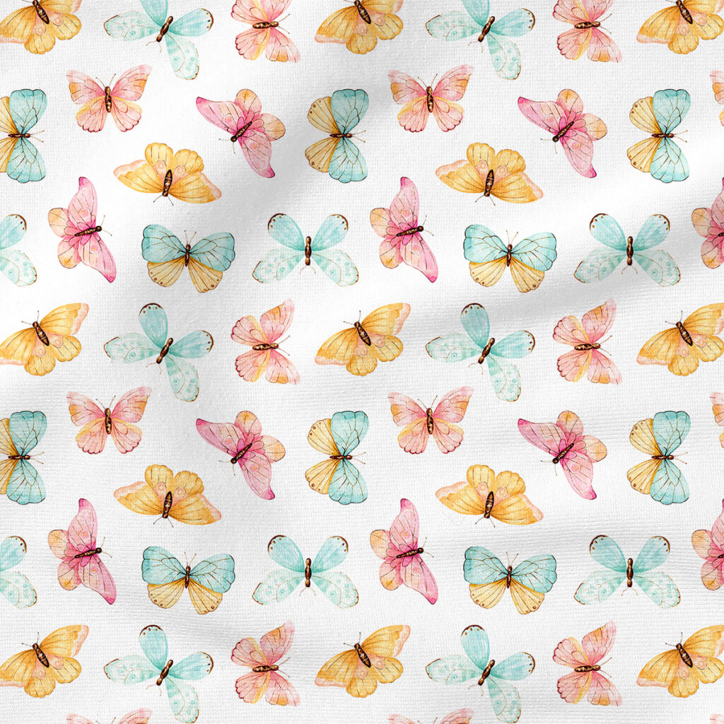 Butterflies (White) | Insects Fabric Design | Cate and Rainn